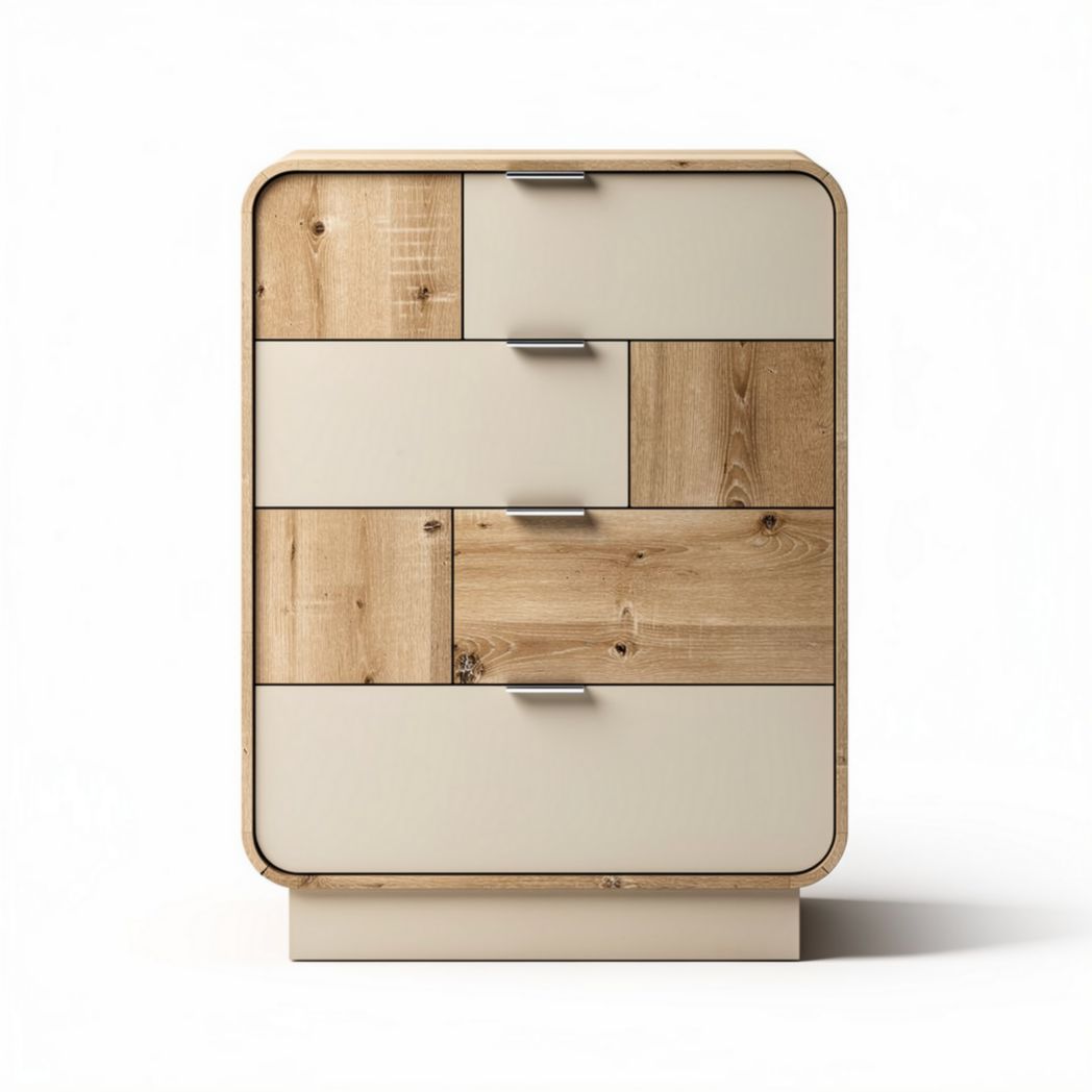 Wooden storage cabinet with four drawers and two-tone finish 80 x 50 x 100cm