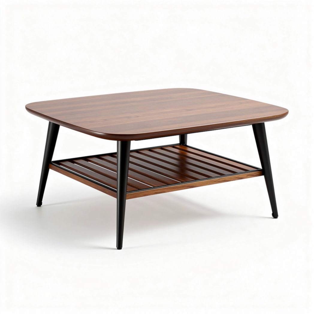 Wooden coffee table with open shelf and tapered legs 100 x 80 x 40cm