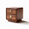 Wooden bedside table with two drawers in walnut finish 40 x 40 x 45cm