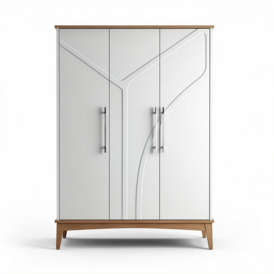 Modern wooden wardrobe with white finish and stylish design 100 x 45 x 180cm