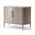 Storage cabinet with marble top in beige color and dimensions 80 x 40 x 75cm