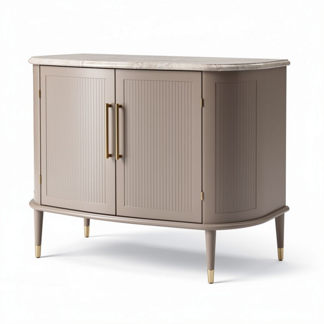 Storage cabinet with marble top in beige color and dimensions 80 x 40 x 75cm