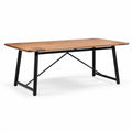 Wooden dining table with black metal frame 180 x 90 x 75cm