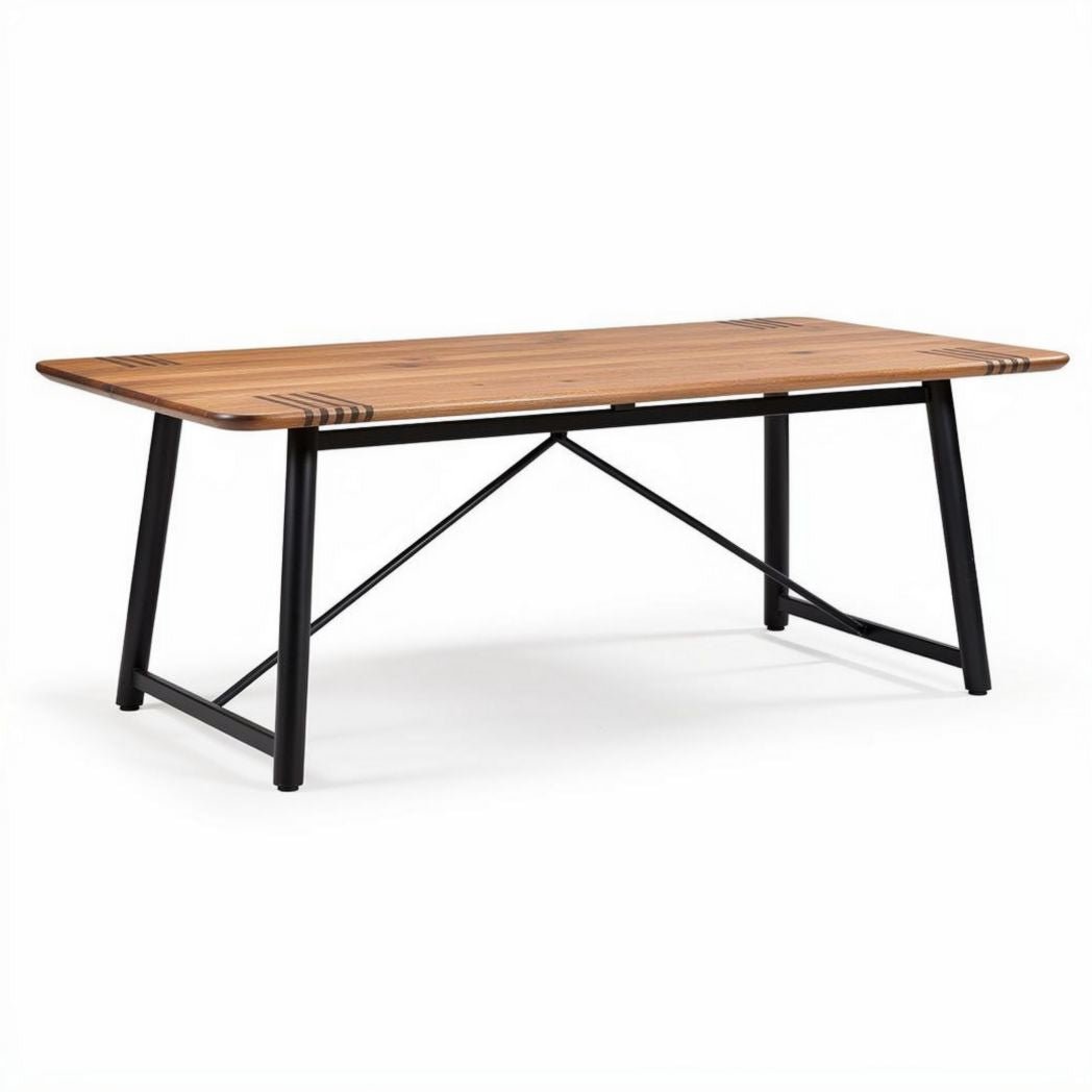 Wooden dining table with black metal frame 180 x 90 x 75cm