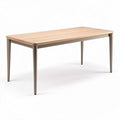 Wooden dining table with rectangular top and metal legs 150 x 75 x 75cm