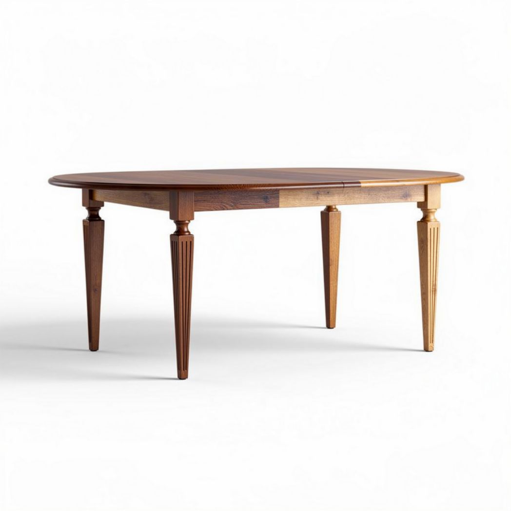 Wooden dining table with oval top and tapered legs 150 x 90 x 75cm