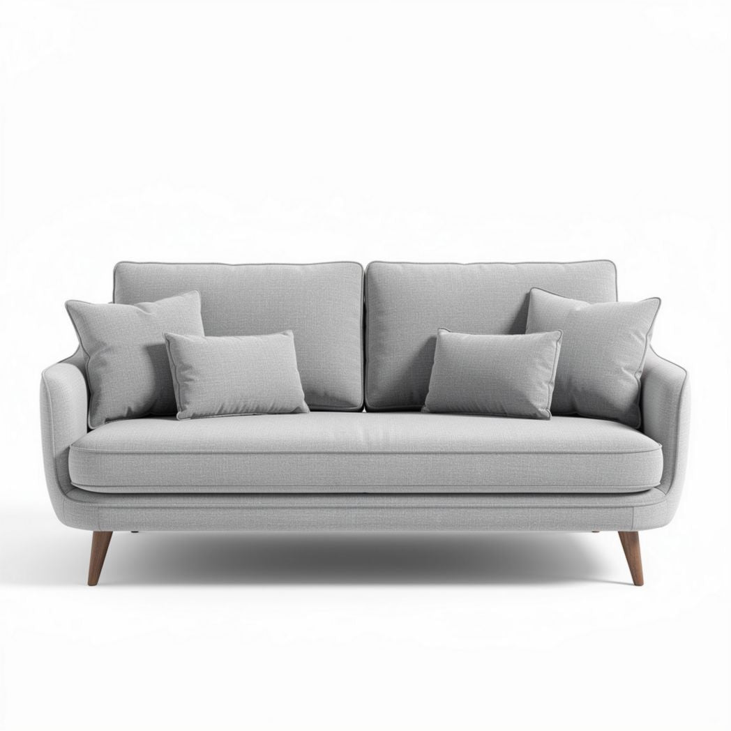 Modern grey fabric sofa with removable cushions for living room 200 x 85 x 85cm