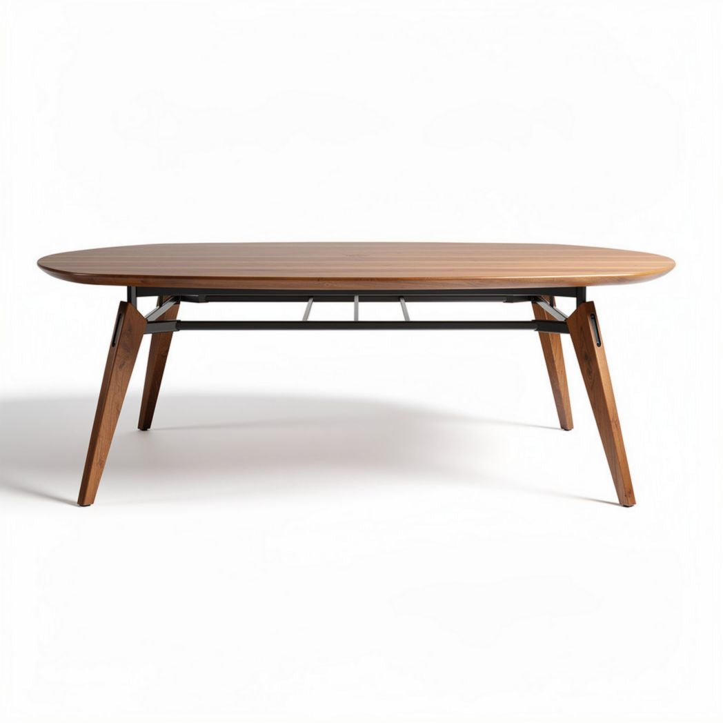 Wooden oval dining table with metal legs 150 x 80 x 75cm for modern kitchens