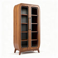 Wooden display cabinet with glass doors and adjustable shelves 80 x 40 x 160cm