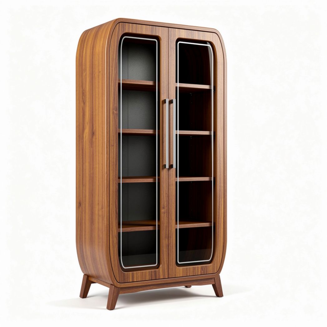 Wooden display cabinet with glass doors and adjustable shelves 80 x 40 x 160cm